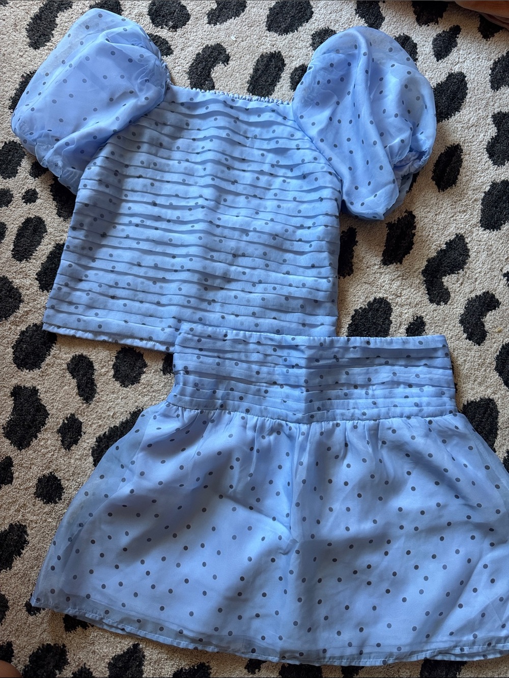 abercrombie kids Light Blue Polka Dot Puff Sleeve Top & Skirt Set